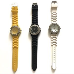 Yellow, White, & Black Set of 3 Geneva Watches